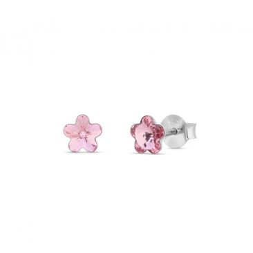 Boucles d'oreilles boutons argent et cristal fleurs Spark - A328PK