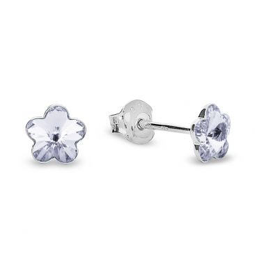 Boucles d'oreilles boutons argent et cristal fleurs Spark - A328W
