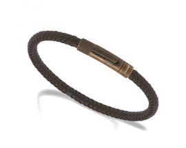 Bracelet acier & cuir Rochet - HB145603