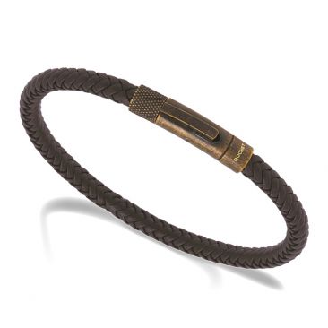 Bracelet acier & cuir Rochet - HB145603
