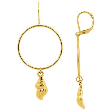 Boucles d'oreilles dormeuses acier doré - 435504