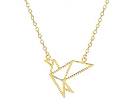 Collier plaqué or oiseau origami - 132254