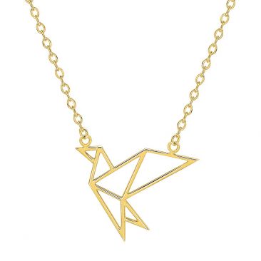 Collier plaqué or oiseau origami - 132254