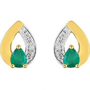 Boucles d'oreilles boutons or & émeraude(s) - MK203BEB5