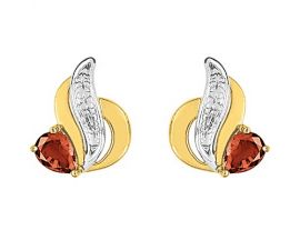 Boucles d'oreilles boutons or & rubis - GG229BR