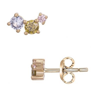 Boucles d'oreilles boutons plaqué or et oxydes Phebus - 66400057
