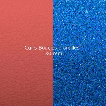 Cuirs boucles d'oreilles 30 mm Les Georgettes - Sépia/Paillettes bleues