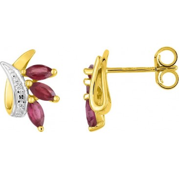 Boucles d'oreilles boutons or rubis & oxyde(s) - 297142.R3