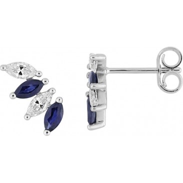 Boucles d'oreilles boutons or saphir(s) & oxyde(s) - 297192.S1