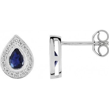 Boucles d'oreilles boutons or diamant(s) & saphir(s) - MN201GSB4