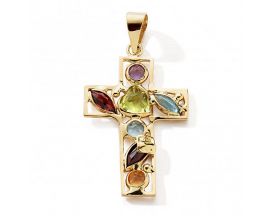 Pendentif croix or & pierres fines - BBTPX