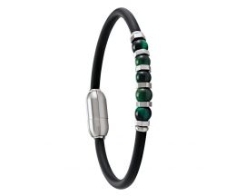 Bracelet homme caoutchouc, acier & pierres naturelles Jourdan - JH150152B