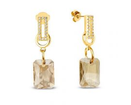 Boucles d'oreilles pendants argent doré et cristal Spark - G0272C