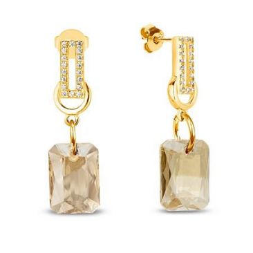 Boucles d'oreilles pendants argent doré et cristal Spark - G0272C