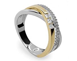 Bague argent 925 bicolore avec oxydes zirconium