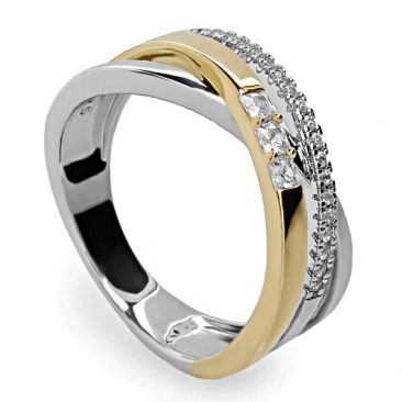 Bague argent 925 bicolore avec oxydes zirconium