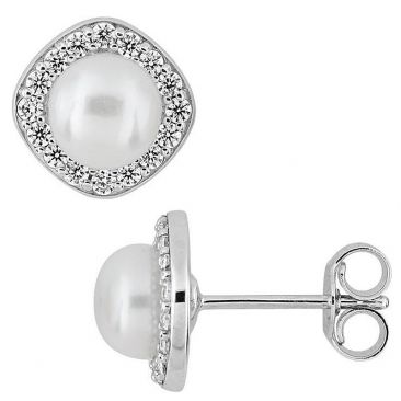 Boucles d'oreilles boutons or & perles Stepec - 297337.P1
