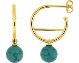 Boucles d'oreilles créoles plaqué or turquoise - 135331