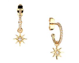 Boucles d'oreilles créoles Les Cadettes - Birthstones finition or - 70444791908000