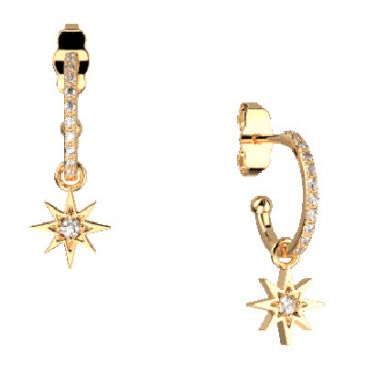 Boucles d'oreilles créoles Les Cadettes - Birthstones finition or - 70444791908000