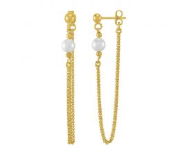 Boucles d'oreilles pendants argent doré perles Jourdan - AJF210095E