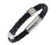 Bracelet acier, cuir & or Jourdan - JH300027B