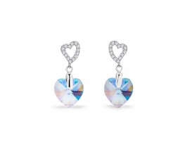 Boucles d'oreilles pendants coeur argent et cristal Spark - A0150A