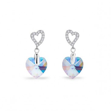 Boucles d'oreilles pendants coeurs argent et cristal Spark - A0150A
