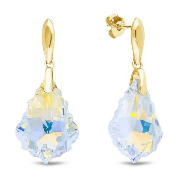 Boucles d'oreilles pendants argent doré et cristal Spark - G0511AB