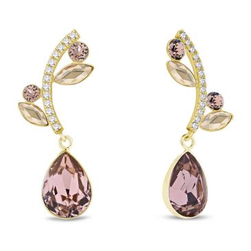 Boucles d'oreilles boutons argent doré et cristal Spark - G0517VR