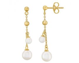 Boucles d'oreilles pendants argent doré perles Jourdan - AJF170208E
