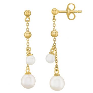 Boucles d'oreilles pendants argent doré perles Jourdan - AJF170208E