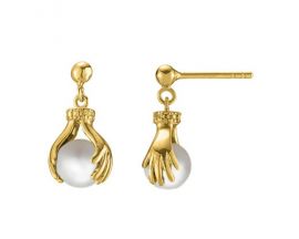 Boucles d'oreilles boutons argent doré perles Jourdan - AJF170222E