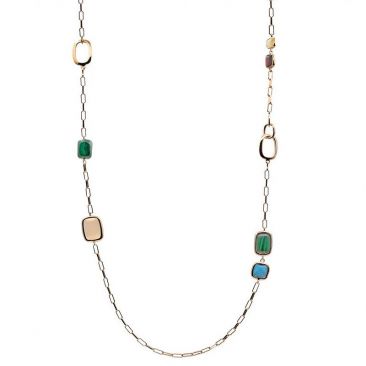 Sautoir argent rosé & pierres de couleur LINEARGENT - 19280-C