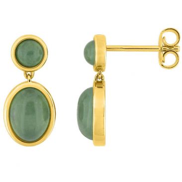 Boucles d'oreilles pendants plaqué or aventurines - 135573 