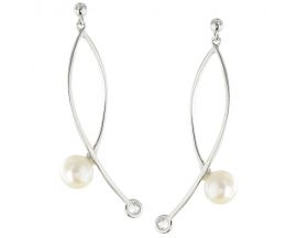 Boucles d'oreilles pendants argent perles & oxydes Stepec - BAE113