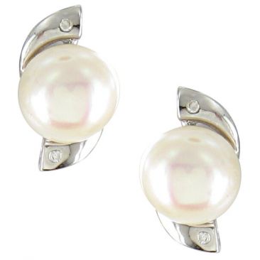 Boucles d'oreilles boutons argent perles Stepec - BAE106