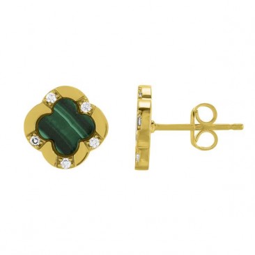 Boucles d'oreilles argent doré malachite et oxydes Charles Garnier - AGF170236E