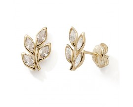 Boucles d'oreilles boutons feuilles or oxydes Stepec - BBOEU