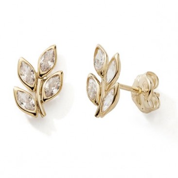 Boucles d'oreilles boutons feuilles or oxydes Stepec - BBOEU