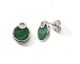 Boucles d'oreilles boutons argent et malachite - cJBOS
