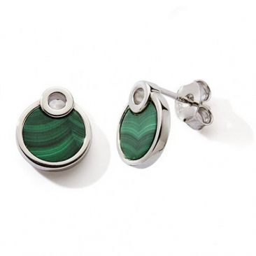 Boucles d'oreilles boutons argent et malachite - cJBOS