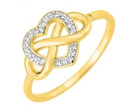 Bague coeur plaqué or et oxydes - 137084.1