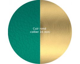 Cuir collier Les Georgettes - Jade/Doré 16 mm