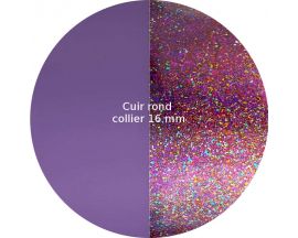 Cuir collier Les Georgettes - Papillon/Paillettes roses 16 mm