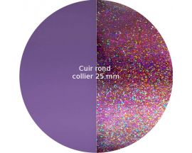 Cuir collier Les Georgettes - Papillons/Paillettes roses rond 25 mm