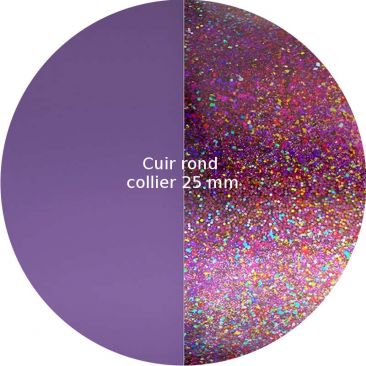 Cuir collier Les Georgettes - Papillons/Paillettes roses rond 25 mm