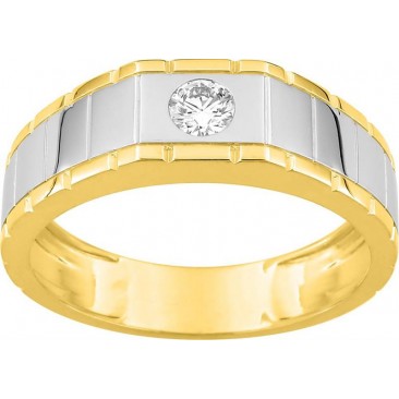 Bague chevalière or & diamant synthétique Stepec - 9KLGD017X