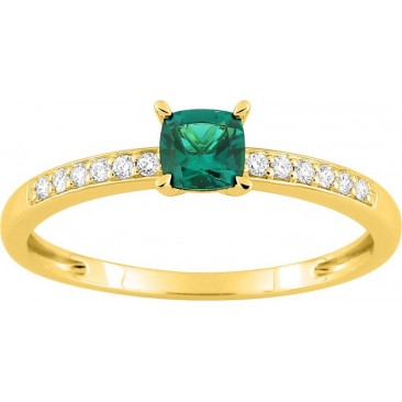 Bague or, émeraude & diamant(s) synthétique(s) Stepec - 9KLGE112Y