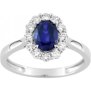 Bague or, saphir & diamant(s) synthétique(s) Stepec - 9KLGS104W